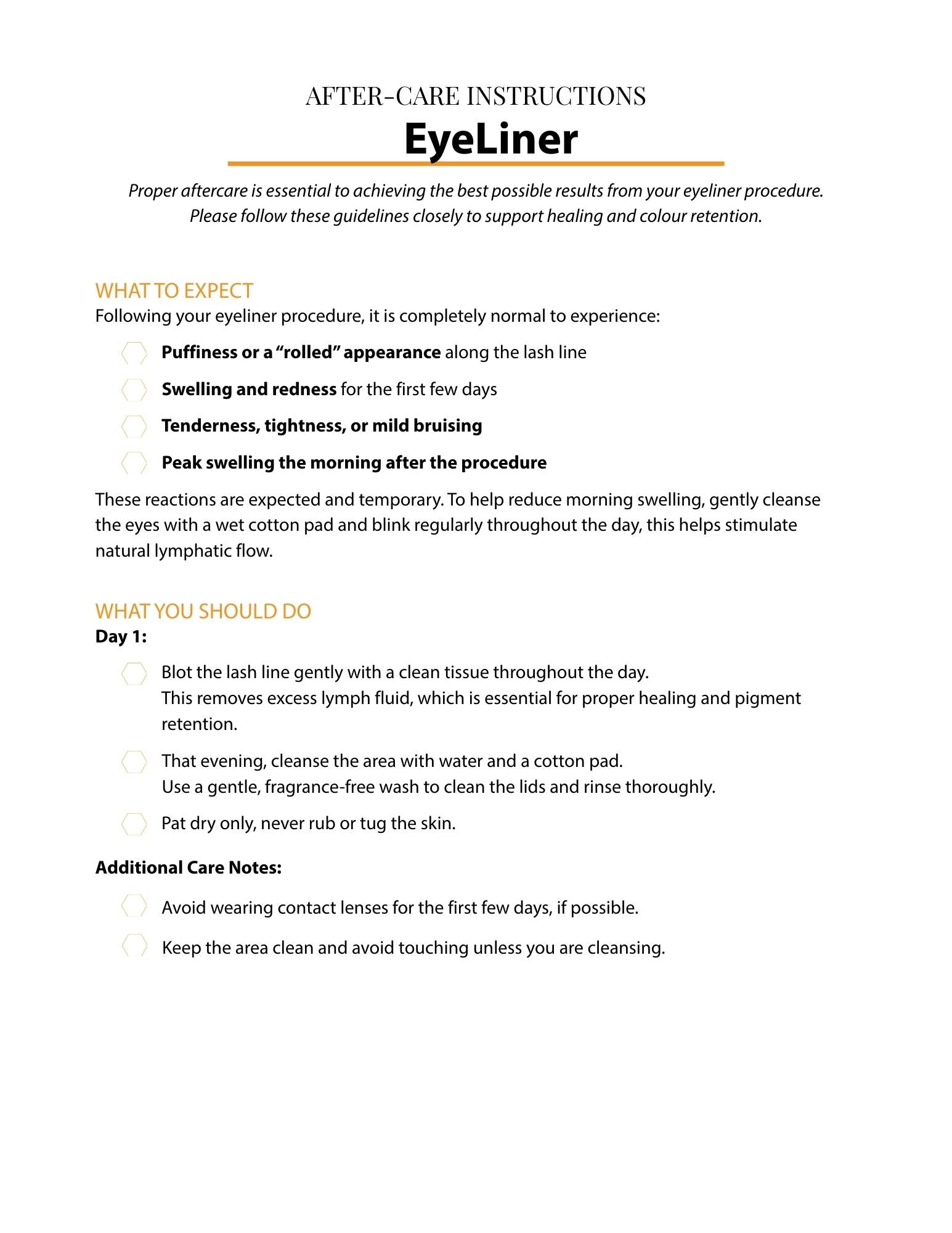 AfterCare Instructions - EYELINER