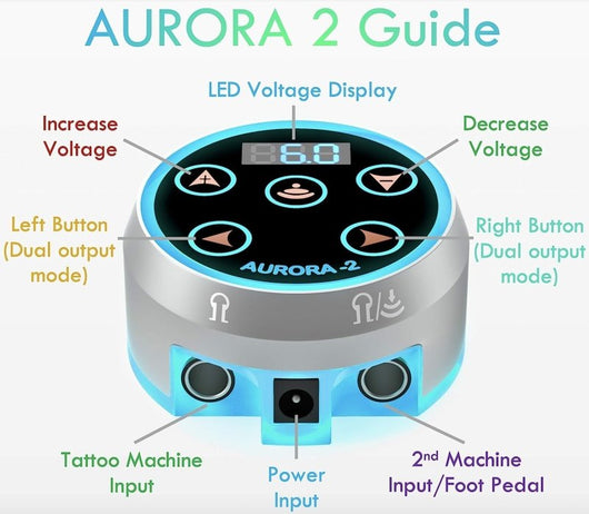 Aurora II LCD Tattoo Power Supply - Black - HYVE Beauty